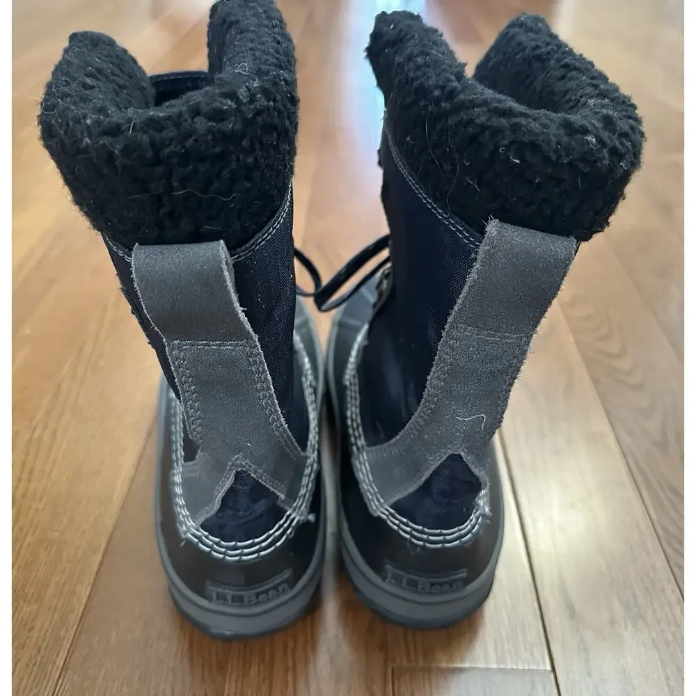 LL Bean Boots Insulated Snow Duck Waterproof Mens 8M Navy Blue Black Fleece‎